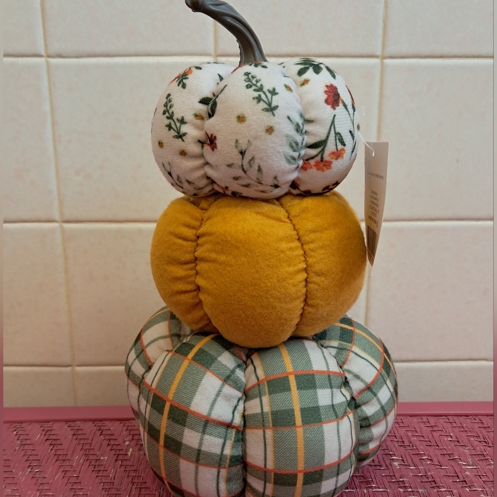 Stacked Fabric Pumpkins Decor
